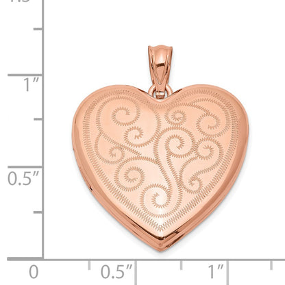 SSL Sterling Silver Rose Gold-plated 24mm Swirl Design Heart Locket