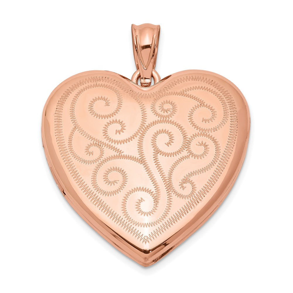 SSL Sterling Silver Rose Gold-plated 24mm Swirl Design Heart Locket