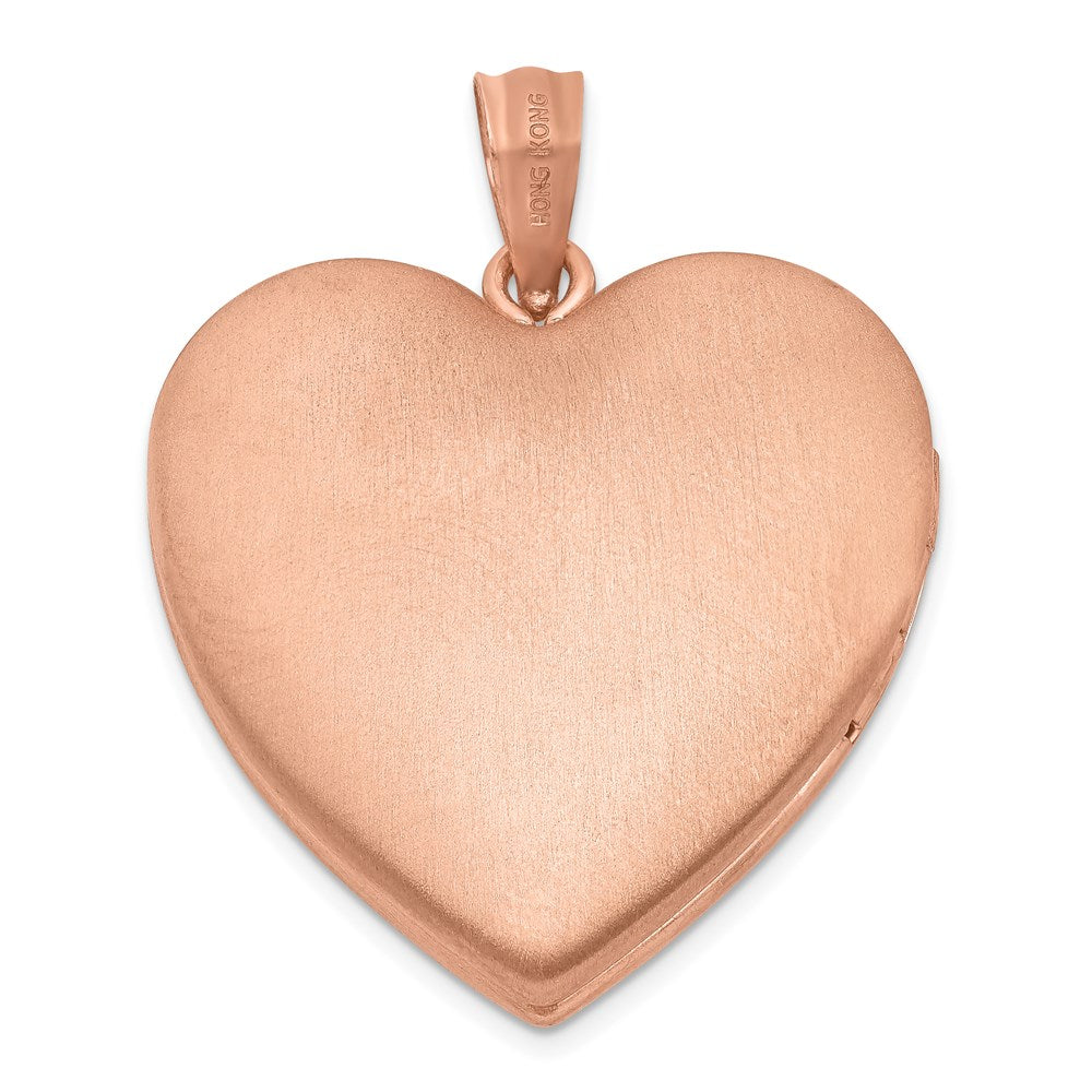 DSS Sterling Silver Rose Gold-plated & Diamond 24mm D/C Heart Locket