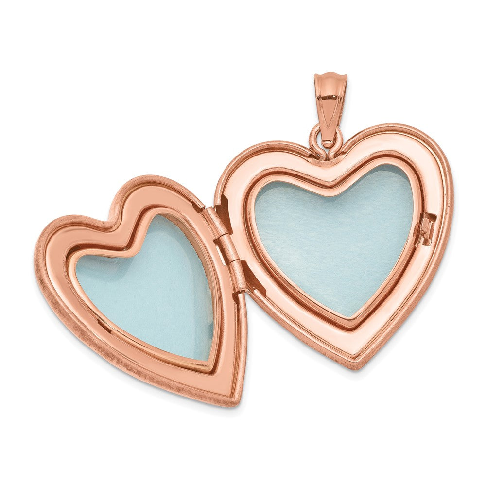 DSS Sterling Silver Rose Gold-plated & Diamond 24mm D/C Heart Locket