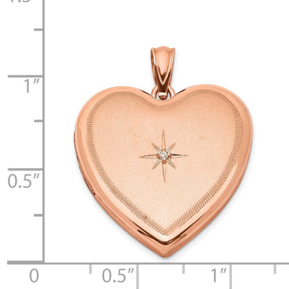 DSS Sterling Silver Rose Gold-plated & Diamond 24mm D/C Heart Locket