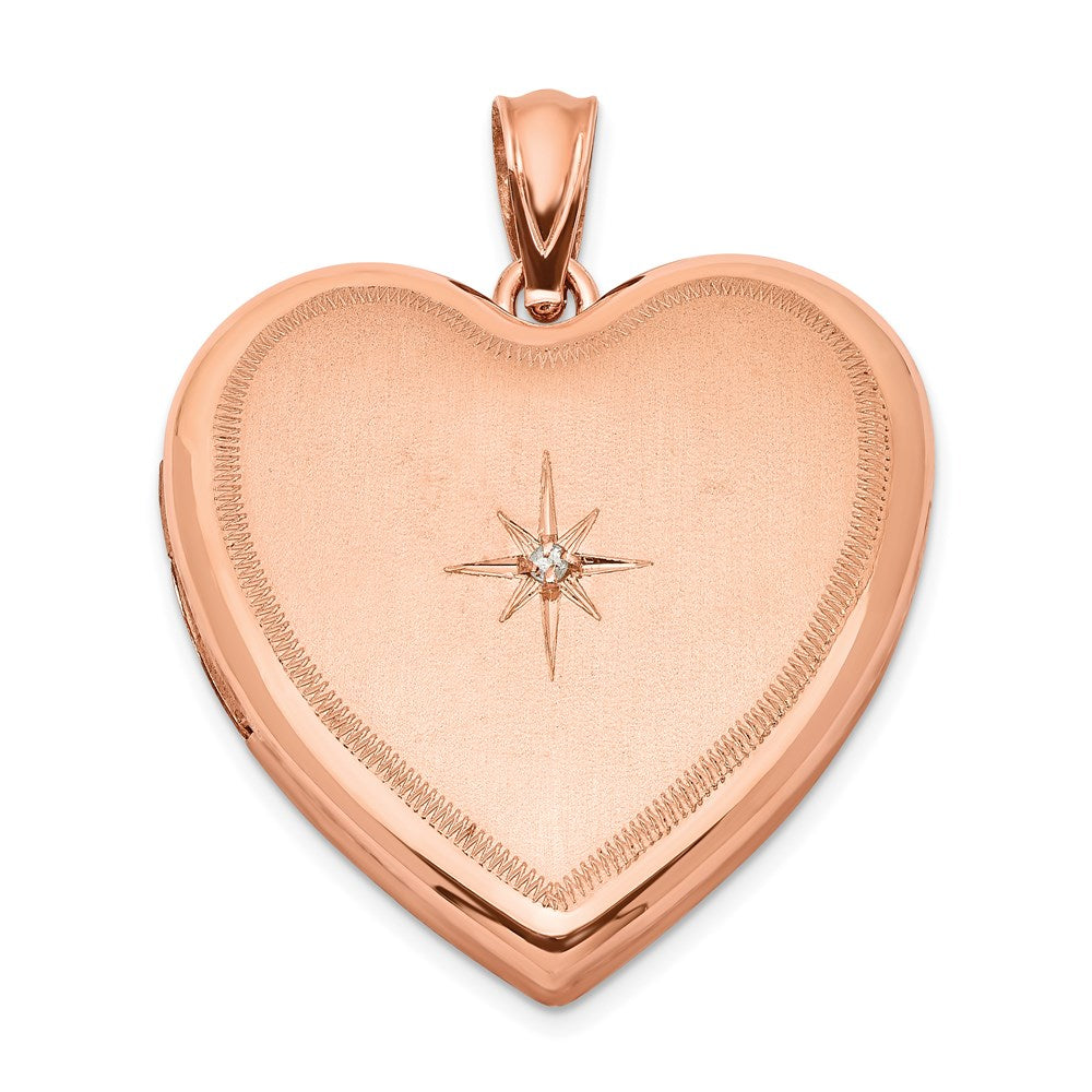 DSS Sterling Silver Rose Gold-plated & Diamond 24mm D/C Heart Locket