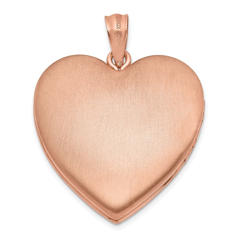 SSP Sterling Silver Rose Gold-plated 24mm Scrolled Heart Family Locket