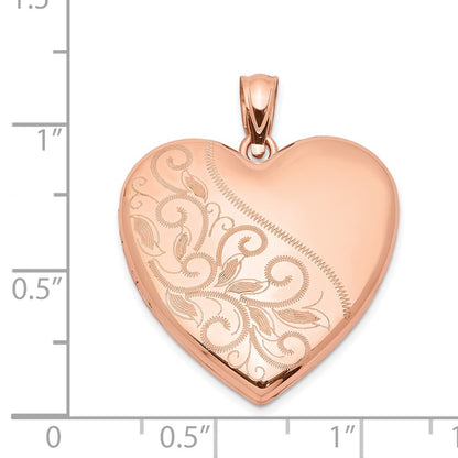 SSP Sterling Silver Rose Gold-plated 24mm Scrolled Heart Family Locket