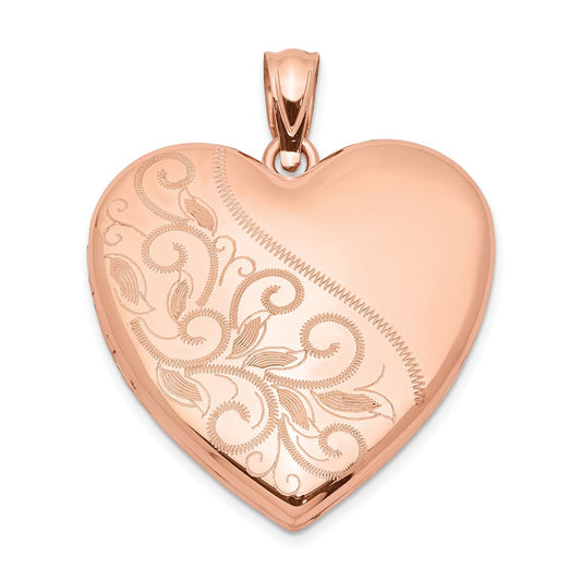 SSP Sterling Silver Rose Gold-plated 24mm Scrolled Heart Family Locket
