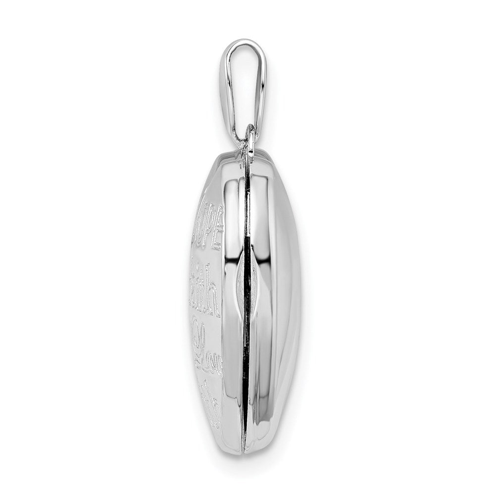 SSP Sterling Silver Rhodium-plated Faith Hope Love 18mm Heart Locket