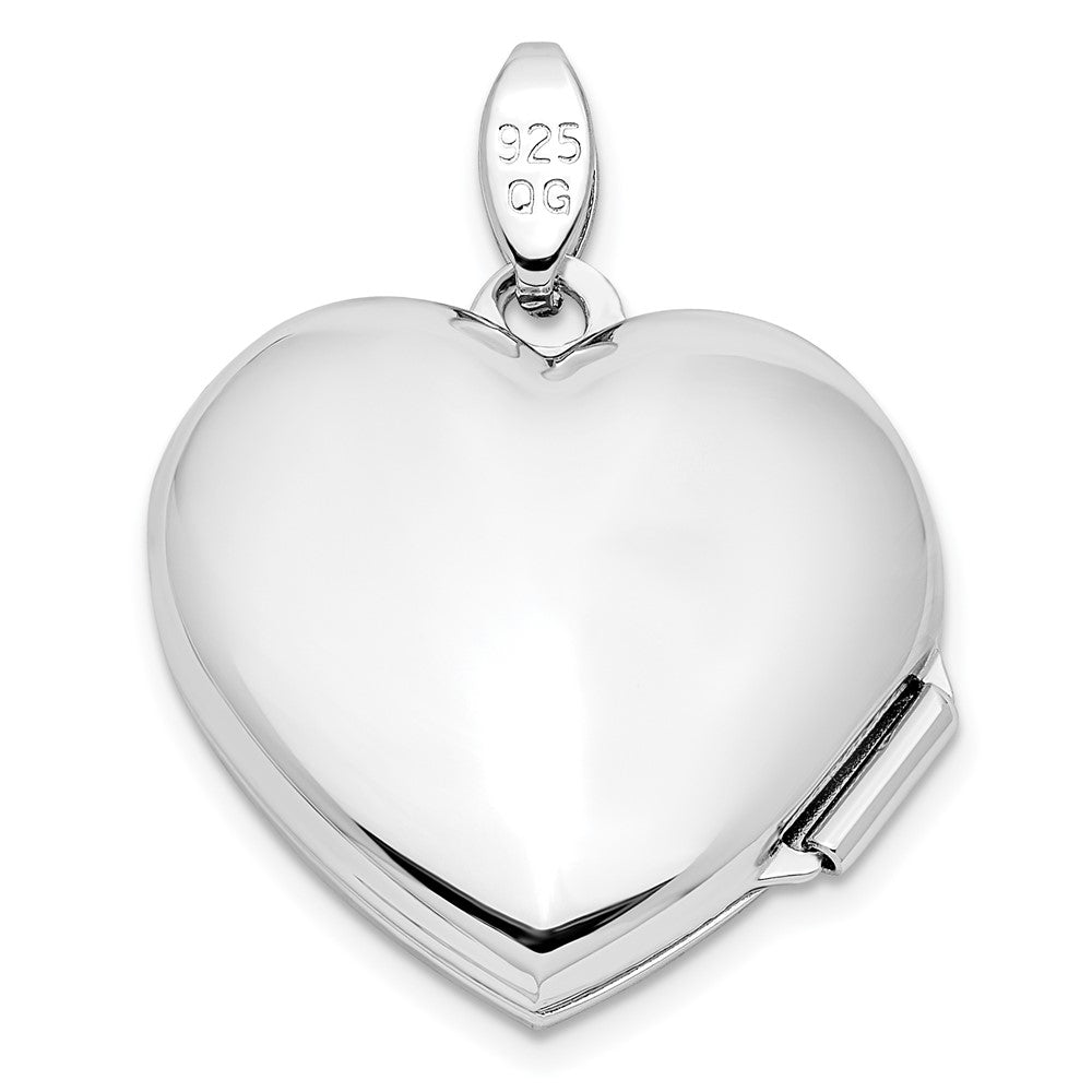 SSP Sterling Silver Rhodium-plated Faith Hope Love 18mm Heart Locket