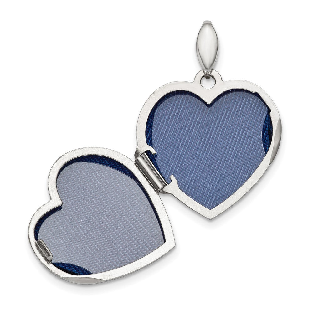 SSP Sterling Silver Rhodium-plated Faith Hope Love 18mm Heart Locket