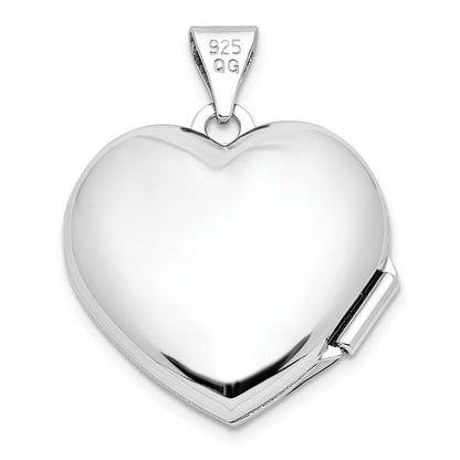 SSP Sterling Silver Rhod-plate Rose & Gold-tone Flower I Love You Heart Locket
