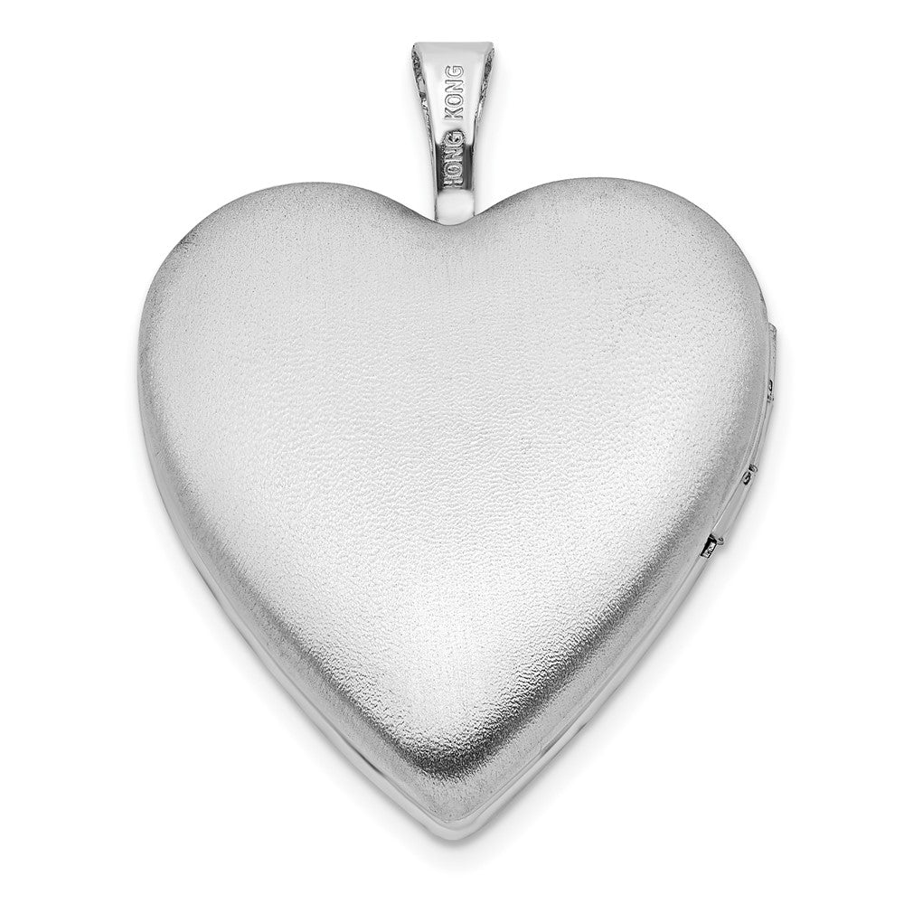 SSP Sterling Silver Rhod-pltd 20mm Pink Resin Rose Cameo Heart Locket