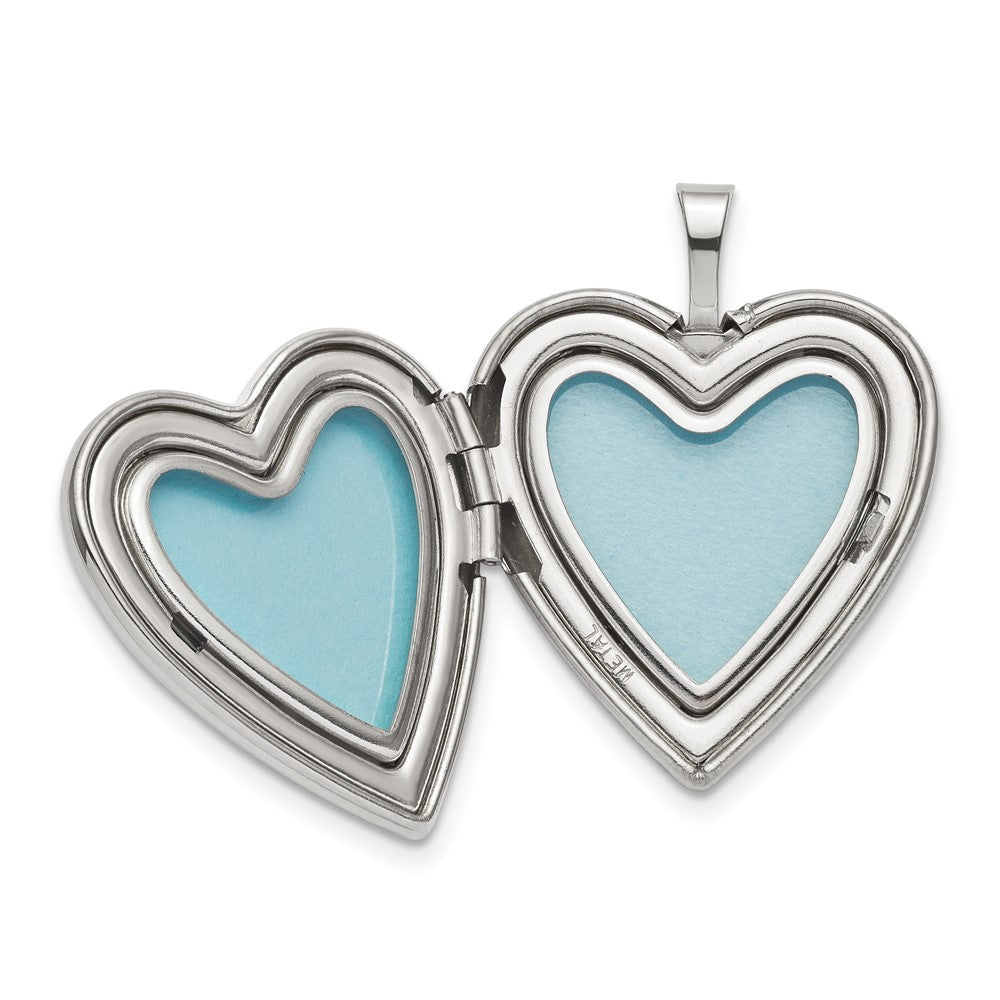 SSP Sterling Silver Rhod-pltd 20mm Pink Resin Rose Cameo Heart Locket
