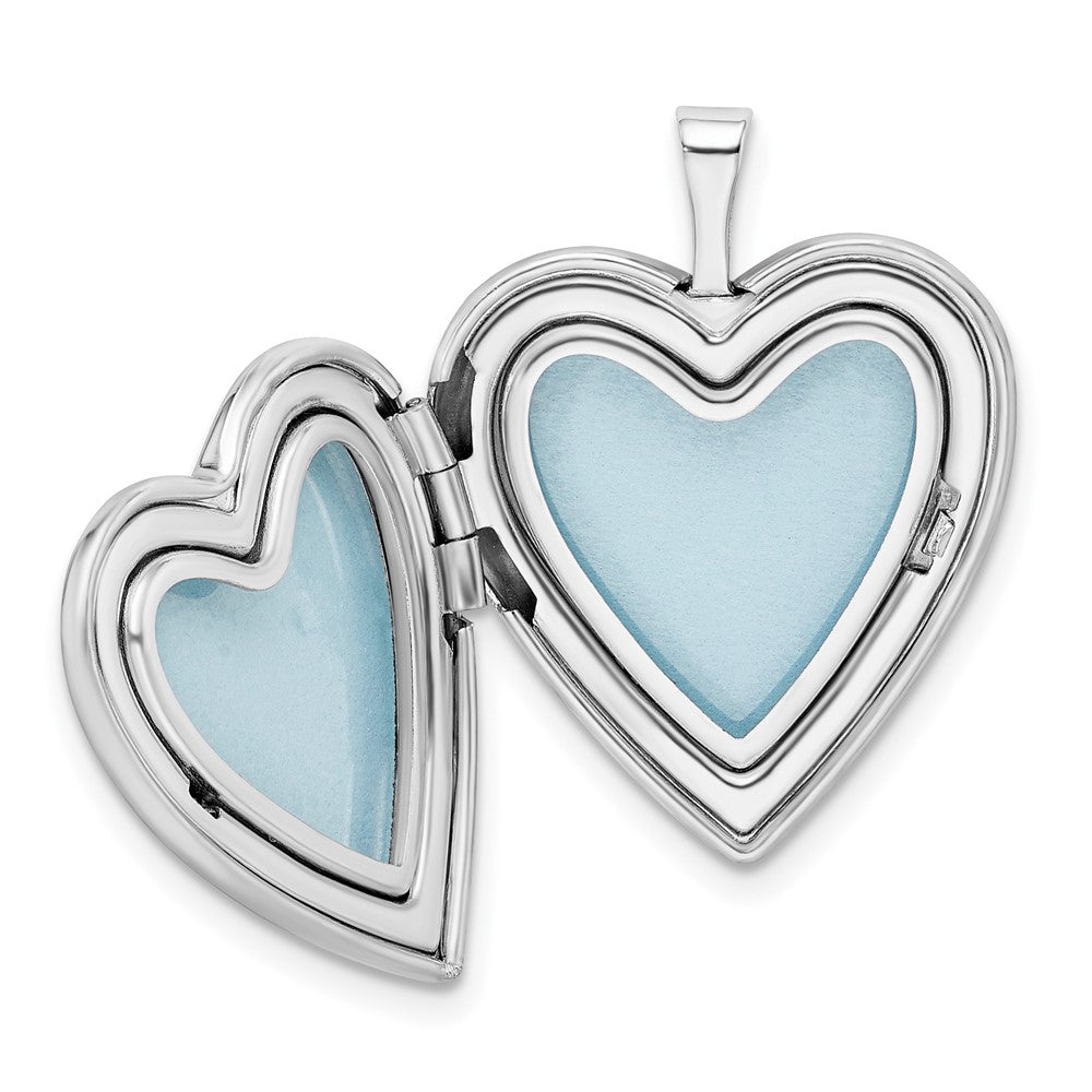 SSP Sterling Silver Rhodium-plated 20mm Pink Enamel Flower Heart Locket