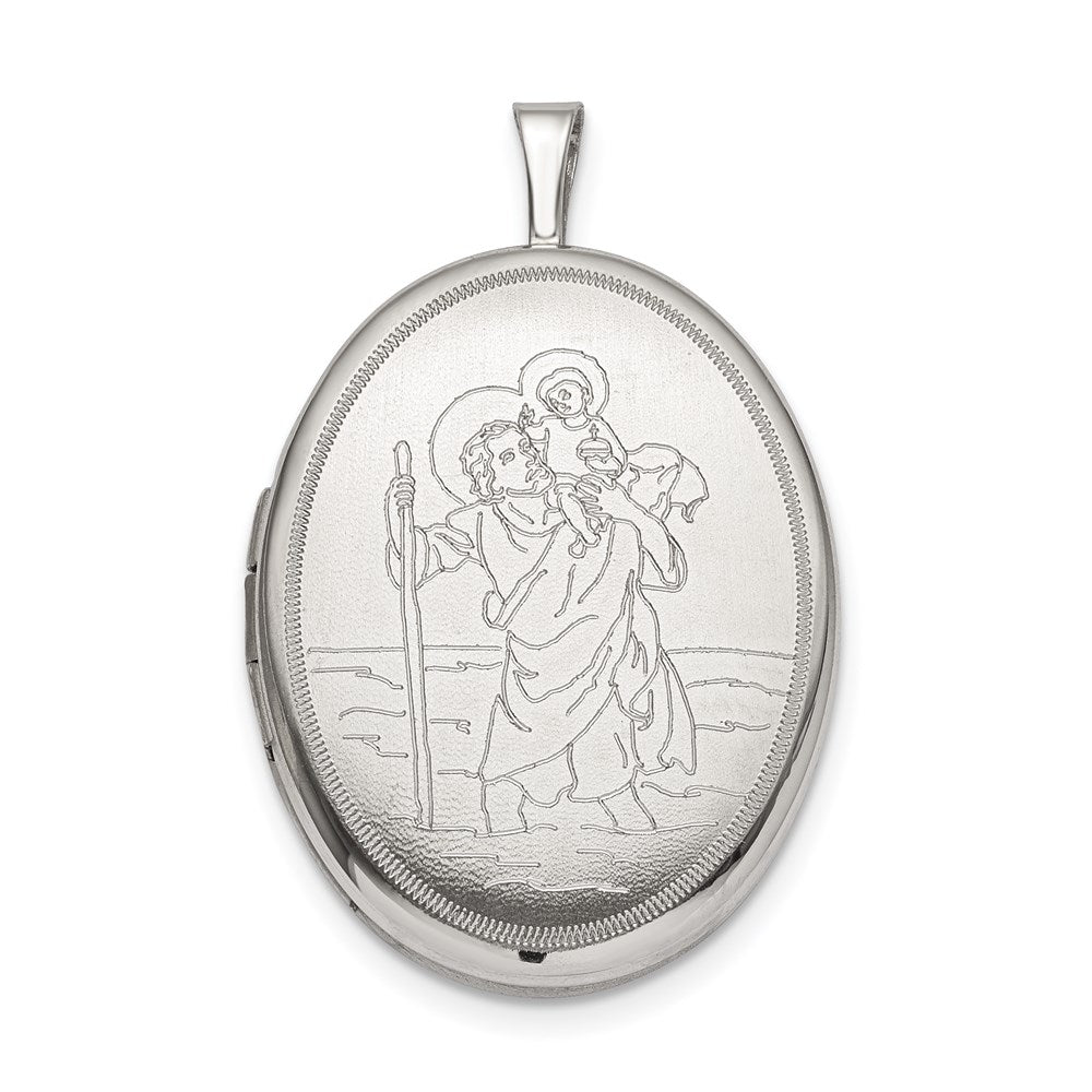 SSL Sterling Silver 20mm St. Christopher Oval Locket