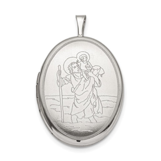 SSL Sterling Silver 20mm St. Christopher Oval Locket
