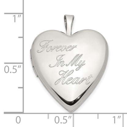 SSP Sterling Silver Rhod-pltd 20mm FOREVER IN MY HEART Heart Locket