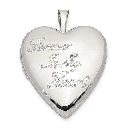 SSP Sterling Silver Rhod-pltd 20mm FOREVER IN MY HEART Heart Locket