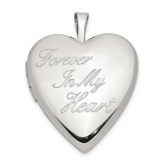 SSP Sterling Silver Rhod-pltd 20mm FOREVER IN MY HEART Heart Locket
