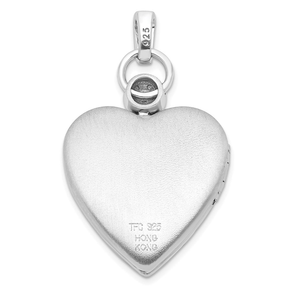 SSP Sterling Silver Rhodium-plated 21mm Diamond Accented Satin Locket