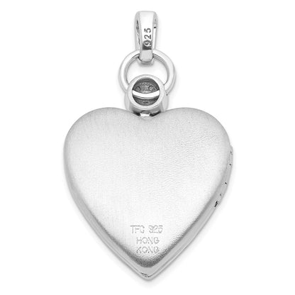 SSP Sterling Silver Rhodium-plated 21mm Diamond Accented Satin Locket