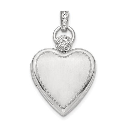 SSP Sterling Silver Rhodium-plated 21mm Diamond Accented Satin Locket