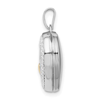 SSL Sterling Silver Rhodium-plated Gold-tone Preciosa Crystal Mom Heart Locket