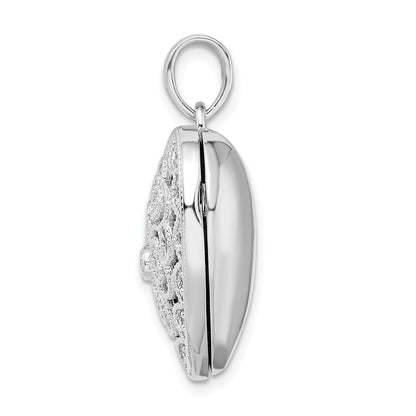 SSCZ Sterling Silver Rhodium-plated Fancy CZ Heart Locket