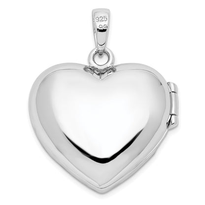 SSCZ Sterling Silver Rhodium-plated Fancy CZ Heart Locket