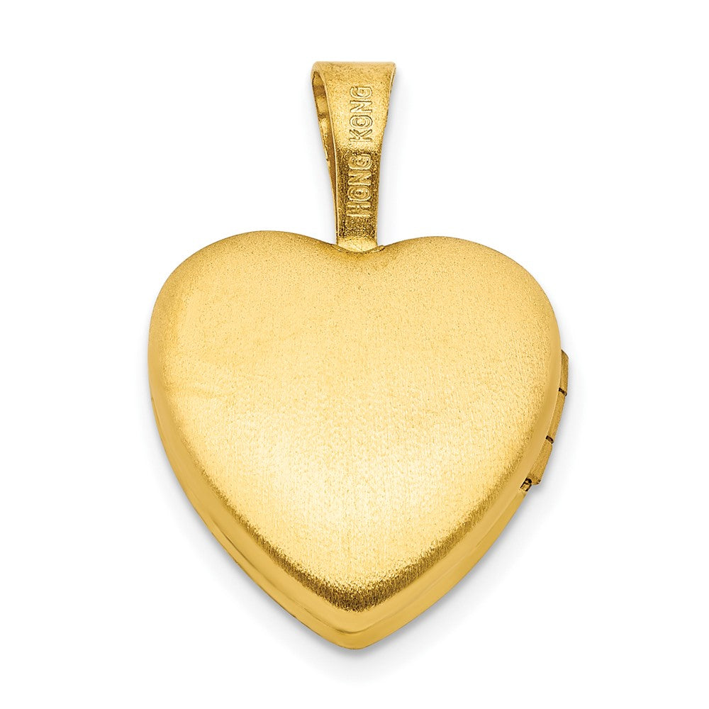 SSP Sterling Silver Gold-plated Satin & Polished 12mm Fairy Heart Locket