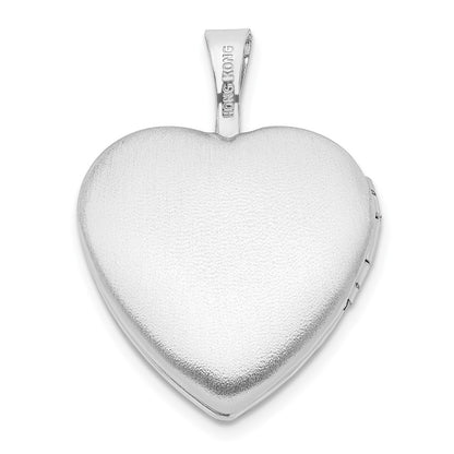 SSP Sterling Silver Rhodium-plated 16mm Paw Print Heart Locket