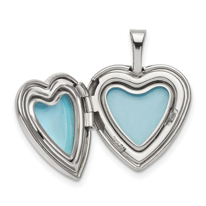 SSP Sterling Silver Rhodium-plated 16mm Paw Print Heart Locket