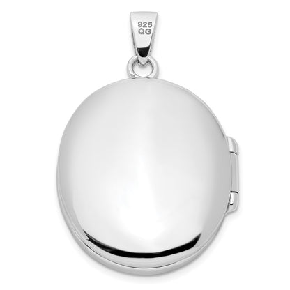 SSCZ  Sterling Silver Rhodium-plated Fancy CZ Oval Locket