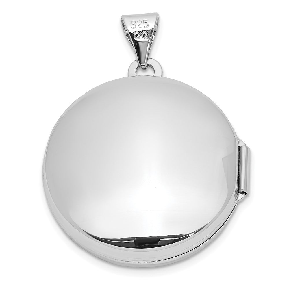 SSP Sterling Silver Rhodium-plated Polished Domed 20mm Round Locket