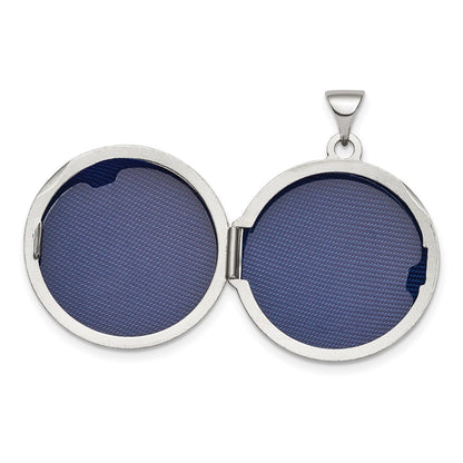 SSP Sterling Silver Rhodium-plated Polished Domed 20mm Round Locket