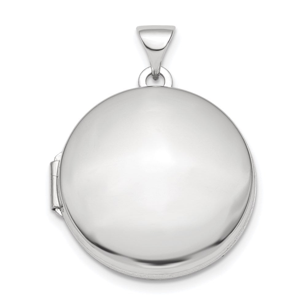 SSP Sterling Silver Rhodium-plated Polished Domed 20mm Round Locket