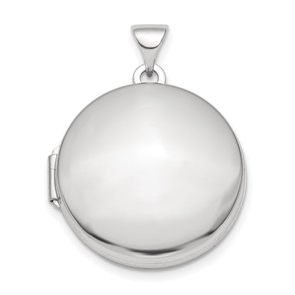 SSP Sterling Silver Rhodium-plated Polished Domed 20mm Round Locket