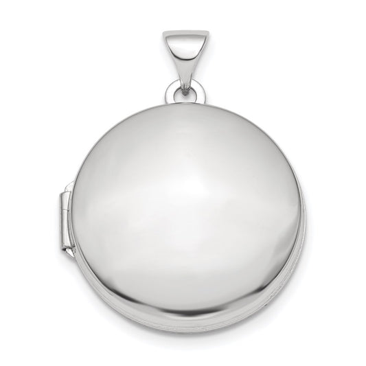 SSP Sterling Silver Rhodium-plated Polished Domed 20mm Round Locket