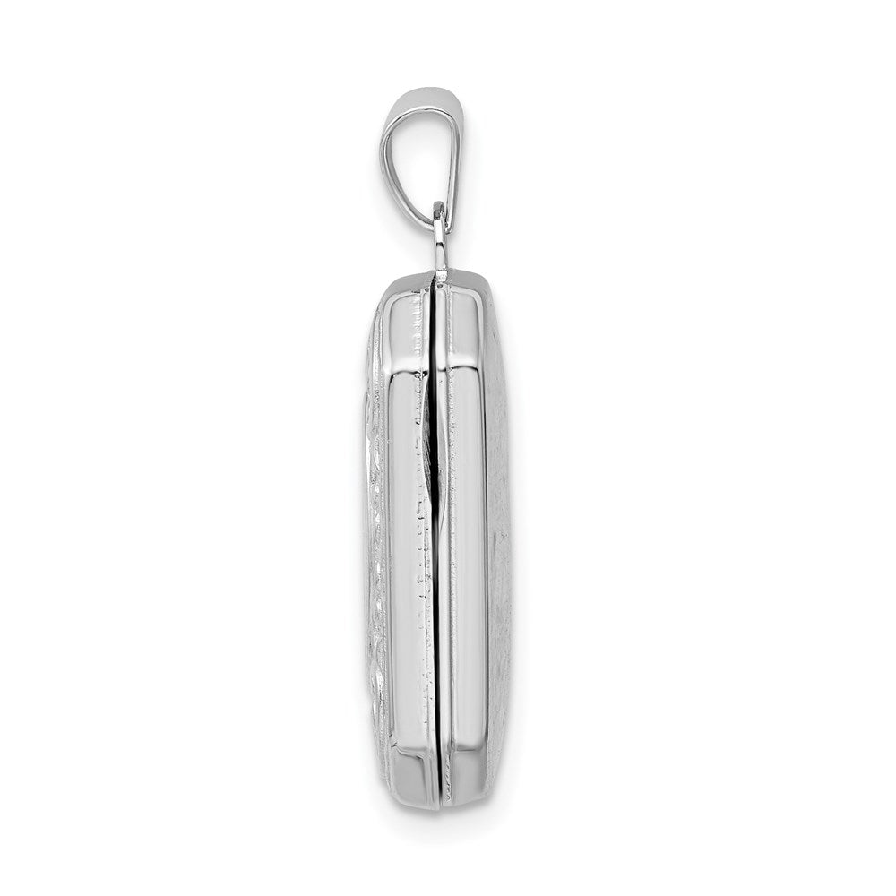 SSP Sterling Silver Rhodium-plated Polished Fancy Scroll 21mm Octagonal Locket