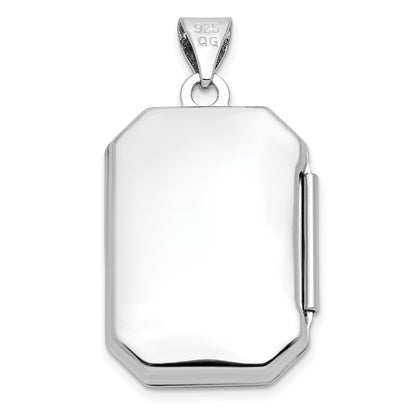 SSP Sterling Silver Rhodium-plated Polished Fancy Scroll 21mm Octagonal Locket