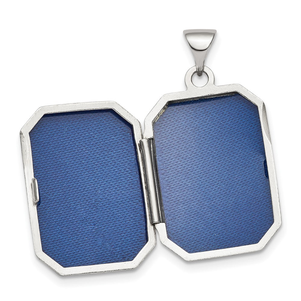 SSP Sterling Silver Rhodium-plated Polished Fancy Scroll 21mm Octagonal Locket