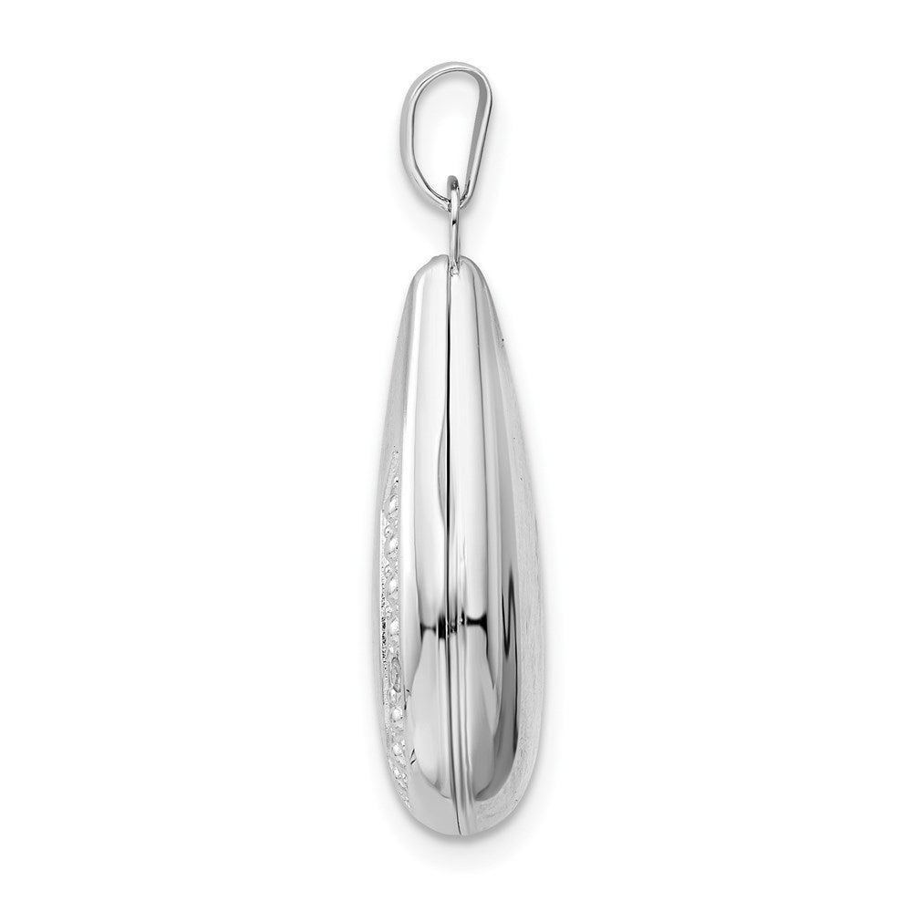 DSS  Sterling Silver Rhodium-plated Polished Diamond 21mm Teardrop Locket