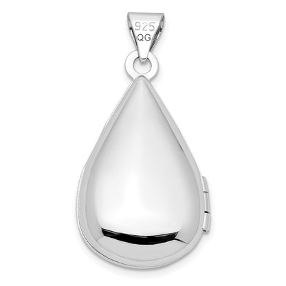DSS  Sterling Silver Rhodium-plated Polished Diamond 21mm Teardrop Locket
