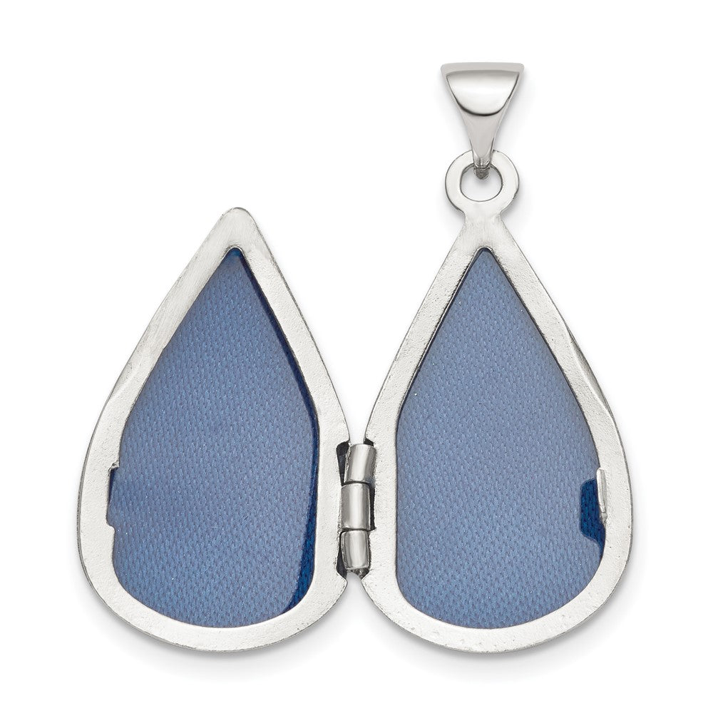 DSS  Sterling Silver Rhodium-plated Polished Diamond 21mm Teardrop Locket