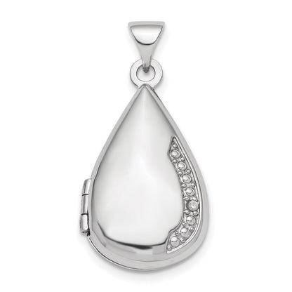 DSS  Sterling Silver Rhodium-plated Polished Diamond 21mm Teardrop Locket