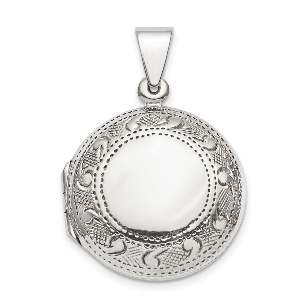 SSP Sterling Silver Textured Border Circle Locket