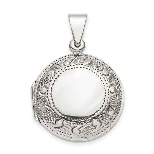 SSP Sterling Silver Textured Border Circle Locket