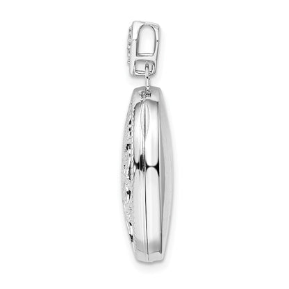 SSP Sterling Silver Rhodium-plate Polished & Textured Diamond Tree Locket