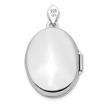 SSP Sterling Silver Rhodium-plate Polished & Textured Diamond Tree Locket