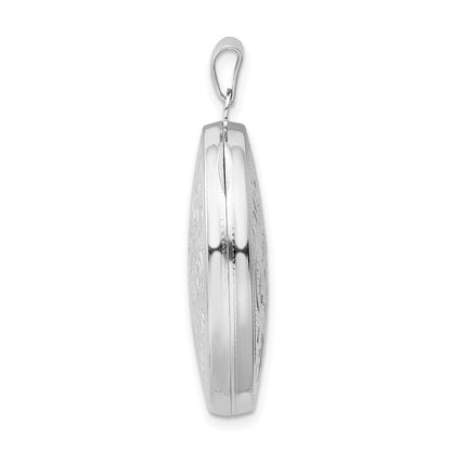 SSP Sterling Silver Rhod-plated Floral Swirl Reversible 26mm Oval Locket
