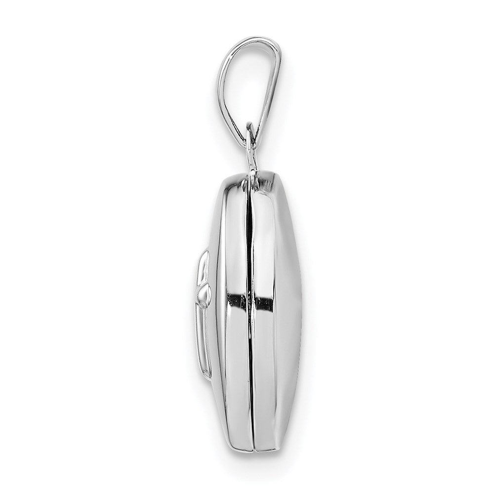 SSP Sterling Silver Rhodium-plated Cross 16mm Oval Locket