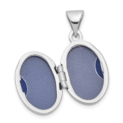 SSP Sterling Silver Rhodium-plated Cross 16mm Oval Locket